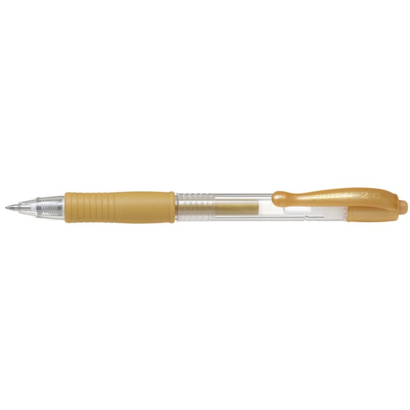 PILOT G2 gel pen, metallic gold, 0.7 mm, click mechanism